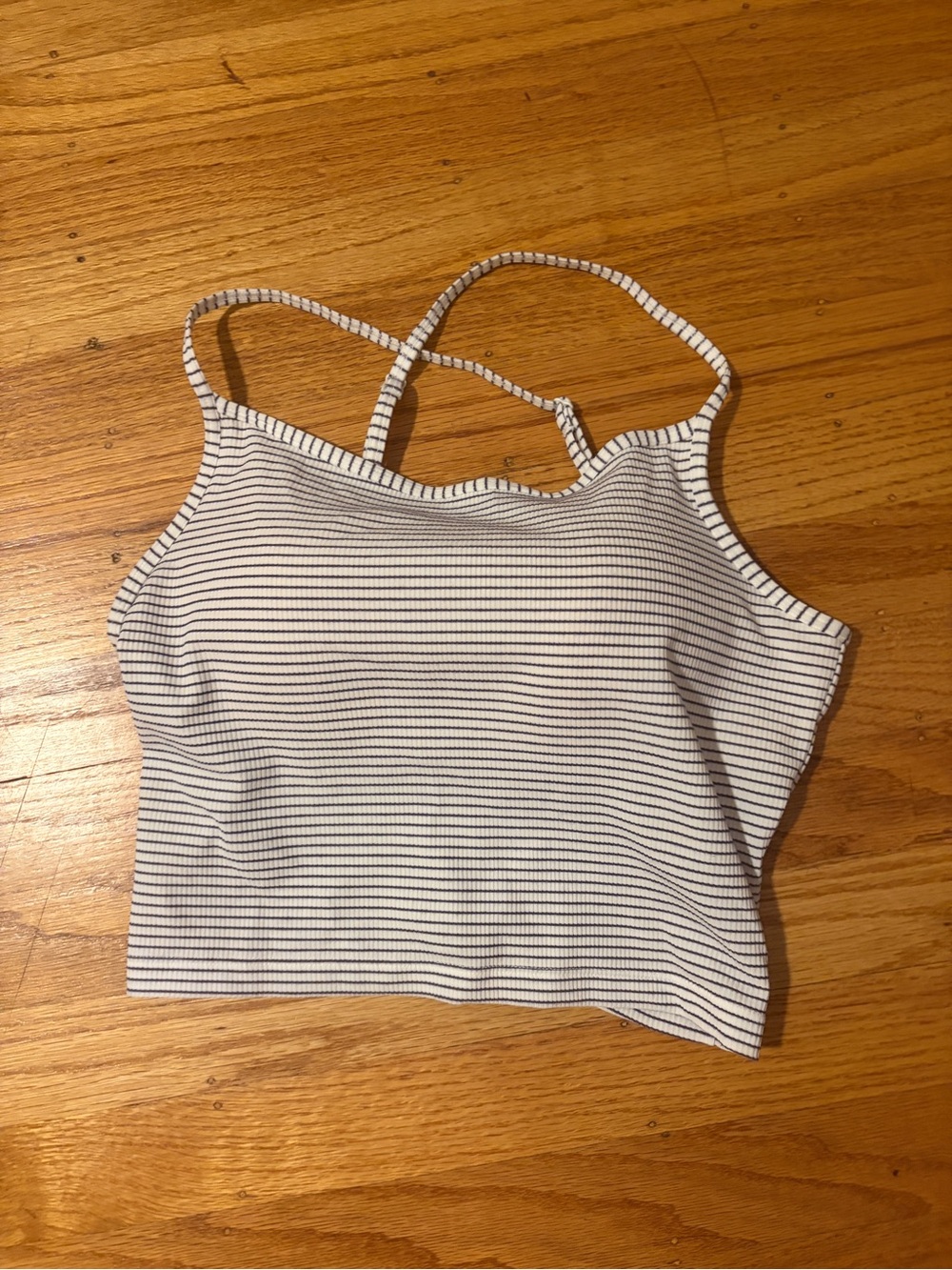 GU Striped White & Black Cropped Tank Top - Women